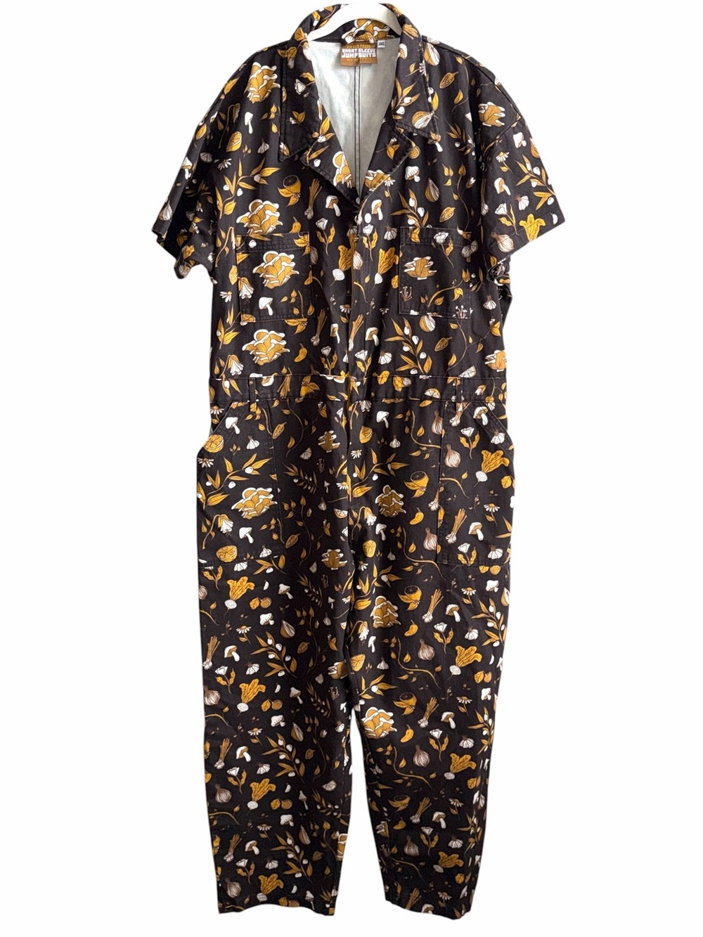 Big Bud Press Mushroom Cookbook Jumpsuit Size 3XL Short Sleeve Rare Brown